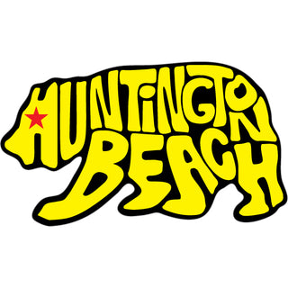 Huntington Beach   Yellow Letter Bear Sticker