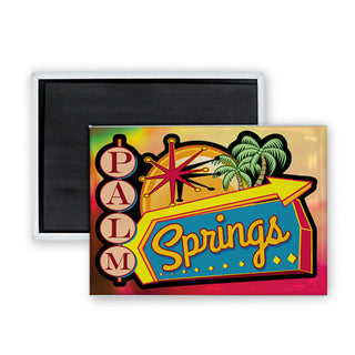 Palm Springs   Retro Sign & Palms Rectangle Badge Magnet