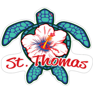 St. Thomas Blue Turtle White Flower Sticker