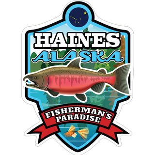 Haines Alaska AK Salmon Fishermans Paradise Vertical Sticker