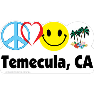 OK4 Temecula  CA Peace Heart Happy Palms (00127) Sticker