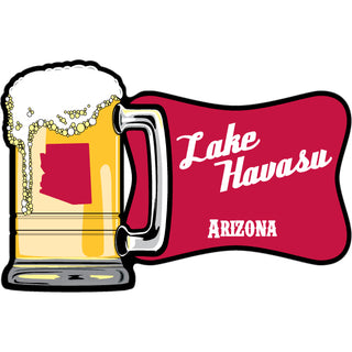 Lake Havasu  Arizona   Red Sign Beer Mug Sticker