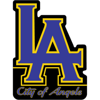 Los Angeles   Purple & Yellow Stacked Letters Sticker