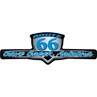 Cave Creek  Arizona   Route 66 Blue & Silver Retro Emblem Sticker