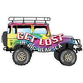 Big Bear  CA   Get Lost Tie Dye Jeep Sticker