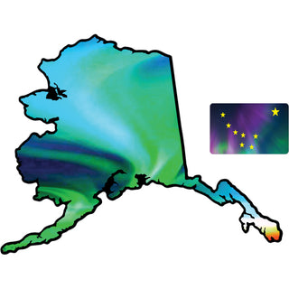Alaska Northern Lights Map Outline Sticker