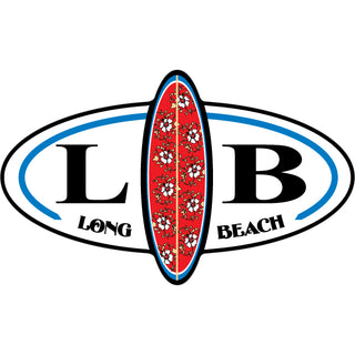 Long Beach  California   Surfboard Split Oval Sticker
