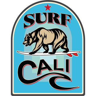 Novelty   Surf Cali Bear On Surfboard Sticker