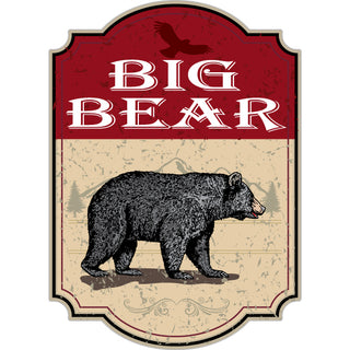 Big Bear   Red Bear Sign Vertical Sticker