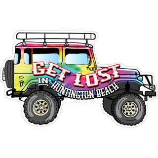 Huntington Beach   Get Lost Tie Dye Jeep Sticker