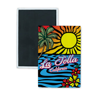 La Jolla  CA   Abstract Sunset Flowers Rectangle Badge Magnet
