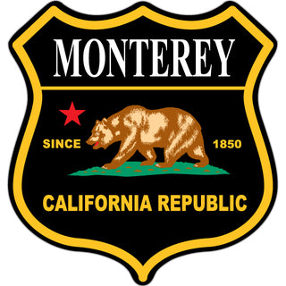 OK4 Monterey California Flag Black Shield (1 00776 0147) Sticker