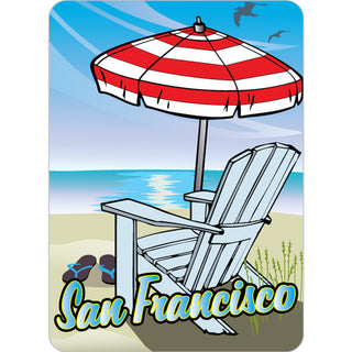 OK4 San Francisco Beach Chair w Umbrella Scene vert Sticker
