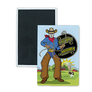 Scottsdale  Arizona   Lasso Cowboy Rectangle Badge Magnet