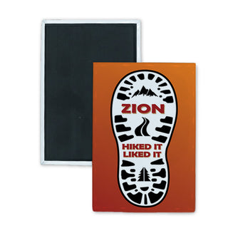 Zion   Hiked It Liked It Boot Print Rectangle Badge Magnet