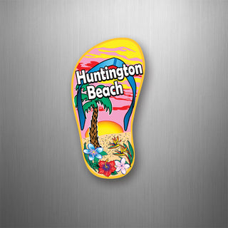 Huntington Beach Single Palm Sun Flip Flop Vertical Flexible Magnet