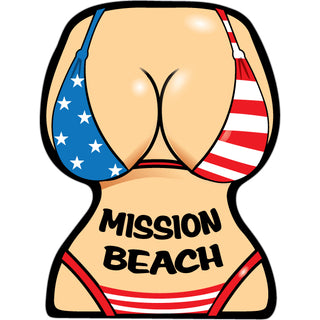 Mission Beach   Flag Bikini Front Torso Sticker