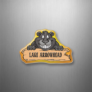 Lake Arrowhead   Smiling Brown Bear Log 3D Magnet