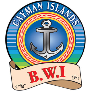 Cayman Islands B.W.I Anchor in Circle with Banner vert Sticker