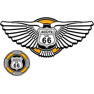 Route 66   White Wings Shield Sticker