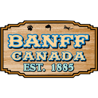 Banff  Canada   Wood Sign Est 1885 Sticker