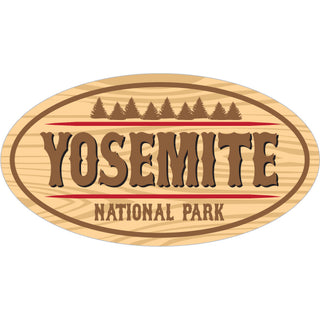 Yosemite  CA   Wood Grain Oval Sticker
