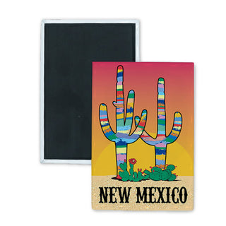 New Mexico   Colorful Cactus Rectangle Badge Magnet