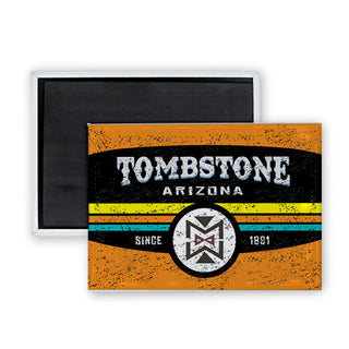 Tombstone AZ Distressed 3 Stripes Sign Rectangle Badge Magnet