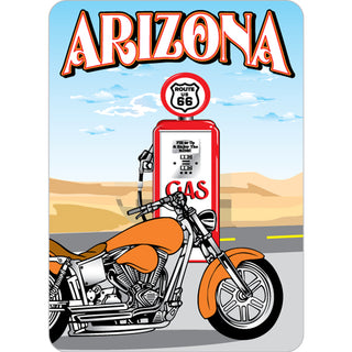 Arizona Route 66 Gas Pump w Orange Motorcycle Sticker