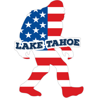 Lake Tahoe   Bigfoot USA Flag Sticker