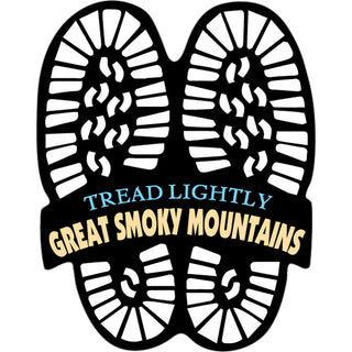 Great Smoky Mountains   Tread Lightly Boot Prints Sticker