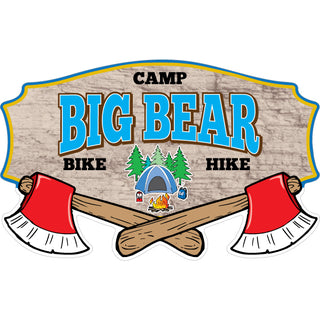 Big Bear Red Axes Camping Sign Sticker