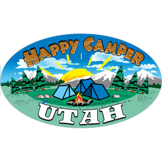 OK4 Utah Happy Camper Mountain Scene Sticker