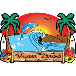 Venice Beach Dolphin Surf Scene Sticker