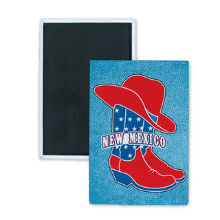 New Mexico   Americana Cowboy Hat and Boots Rectangle Badge Magnet