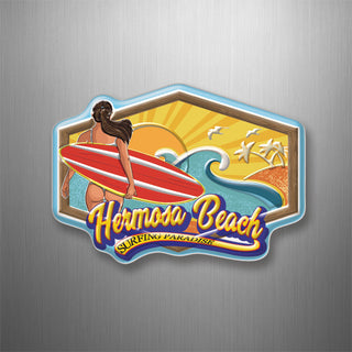 HERMOSA BEACH SURFER GIRL 3D Magnet