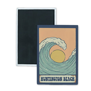 HUNTINGTON BEACH BIG WAVE SUN Rectangle Badge Magnet