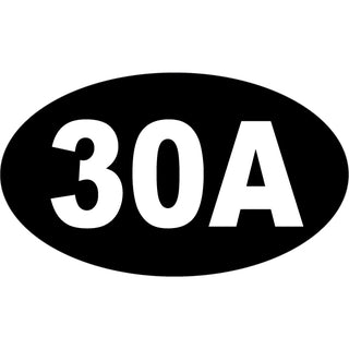 OK4 30A Euro Oval White on Black Background large Sticker
