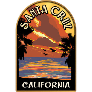 Santa Cruz  California   Retro Sunset Sticker