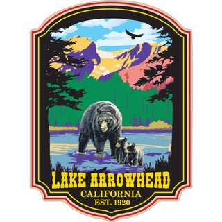 Lake Arrowhead  California   Bear Family In Mountain Stream Sticker