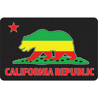 California Republic Rasta Bear Black Background Sticker