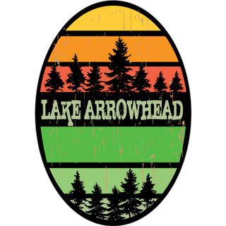 Lake Arrowhead Striped Vertical Oval Sticker
