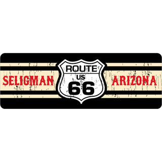 Seligman  AZ Route 66 Shield Distressed Tan Strip Sticker