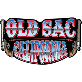 Old Sac. California Two Guns Sticker