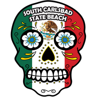 South Carlsbad State Beach mex flag sugar skull Sticker