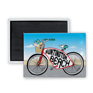 Huntington Beach   Bicycle Rectangle Badge Magnet