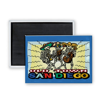 Old Town San Diego   3 Dancing Skeletons Rectangle Badge Magnet