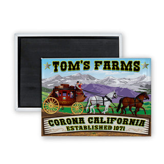 Toms Farms   Stagecoach Rectangle Badge Magnet