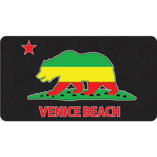 Venice Beach   Black Rasta Bear Flag Sticker