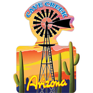 Cave Creek  Arizona   Windmill Sunset Cactus Sticker